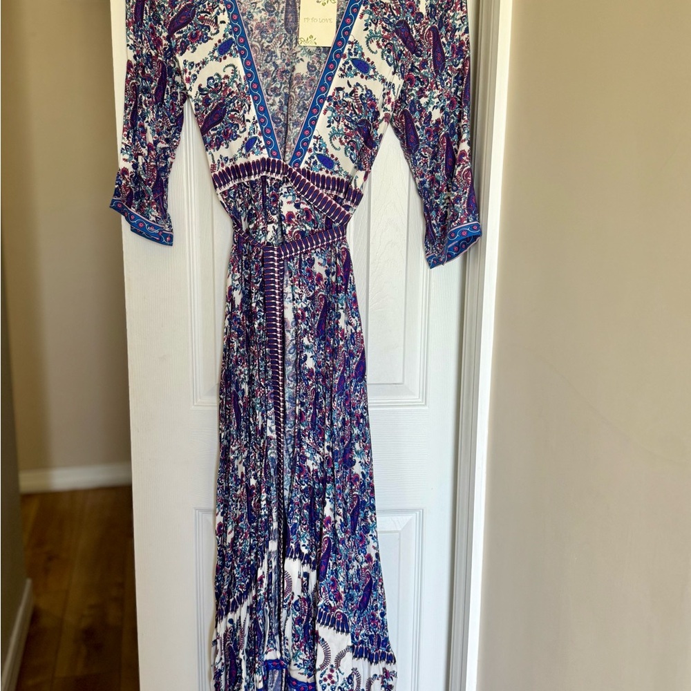 Elegant Blue and White Floral Dress